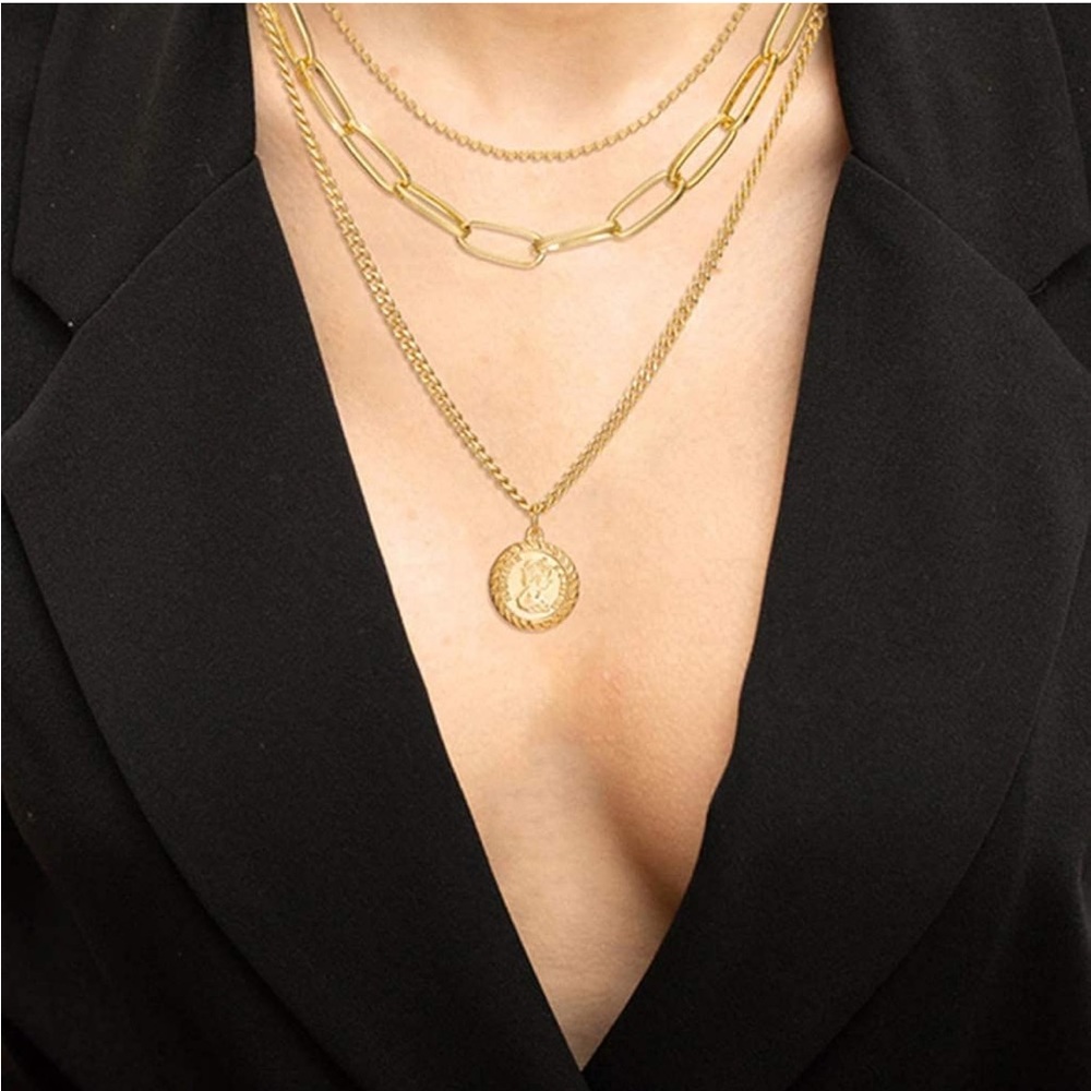 ACC PLANET Gold Layered Necklace for Women, 14K Gold Plated